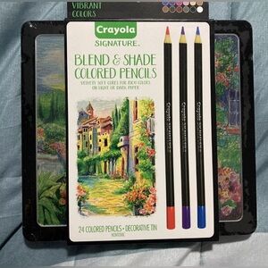 Crayola Signature Blend & Shade Colored Pencils (24) Vibrant Colors New.